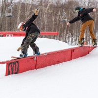 stowe mountain snowboarding gnarbear team rail ramps apparel snow skiing ski